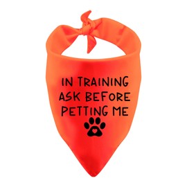Funny Dog Bandana in Training Ask Before Petting Me Triangle Printed Bibs Pet Scarf Task Trained Assistance Dog Scarf(Before Petting Me)