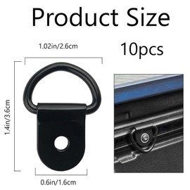10Pcs Tie Down Anchor,Metal Lashing D Rings Heavy Duty Van Hooks,Load Anchor Trailer for Cargo Safety in Trucks,Camper,Warehouse,Boats,Vans and Trailers,Lightweight Resists Corrosion Durability(Black)