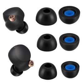 Memory Foam Ohrstöpsel für WF-1000XM4, rutschfeste Ersatzohrstöpsel für WF, WI, XBA, MDR Serie - Schwarz M (3 Paar)