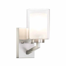 US Instock Indoor Nickel Glass Bathroom Wall Lights Modern Wall Lamp Bedroom Led Corridor Lights for Home Living Room StaircaseBody color: Brushed Nickel, Lamp Power(W): 60, Lamp Sizes: Mini