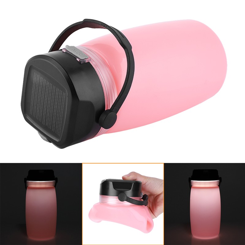 Portable Outdoor Water Bottle USB Solar Charging Camping Light Hiking