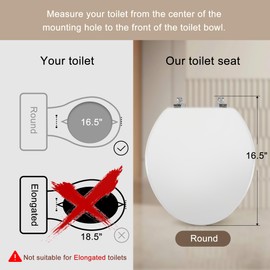 White Round Toilet Seat Natural Wood Toilet Seat with Zinc Alloy Hinges, Easy to Install also Easy to Clean, Scratch Resistant Toilet Seat by Angol Shiold (Round, White)