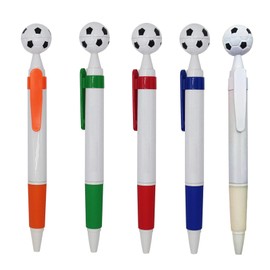 Teogneot Pack of 5 Football Shape Ballpoint Pens Football Party Ink Retractable Multicoloured Ballpoint Pen, Football Ballpoint Pen