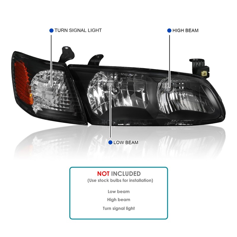 SPEC-D TUNING Black Headlights + Corner Lights Compatible with 2000-2001