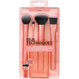 Real Techniques, Flawless Base, Set de Brochas de Maquillaje para Bases, Juego de Brochas para Maquillar Rostro, Resultados Impecables, 4 piezas + 1 estuche