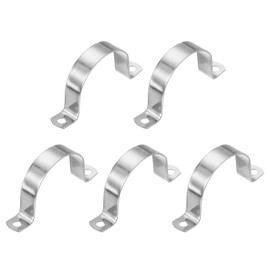 PATIKIL 2-1/2" (63mm) Rigid Pipe Strap, 5 Pcs 304 Stainless Steel Conduit Clamp 2 Hole Thicken U Bracket Pipe Clamp Tube Strap for Pipe Cable Wire Fixing