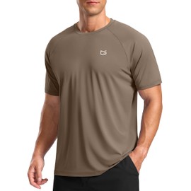 G Gradual Men's Workout Athletic T-Shirts Moisture Wicking Cooling Running Shirts Short Sleeve Performance Tee for Gym Tennis(Taupe,XXL)