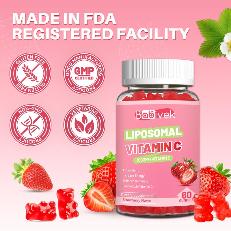 Liposomal Vitamin C Gummies 1000mg - Sugar Free, Vegan, 120