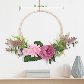 LOMOHOO Door Wreath,Spring Summer Wreath for Front Door,Artificial Flower Wreath for Easter Door Decorations Wall Wedding Farmhouse