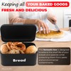 Plexon Black Bread Box for Kitchen Countertop with Lid, Metal