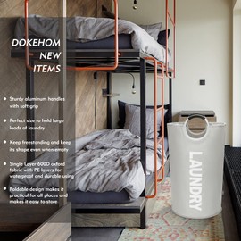 DOKEHOM 90L Large Foldable Laundry Baskets, Foldable Laundry Bags, Clothes Bag (Grey, L) Disposable