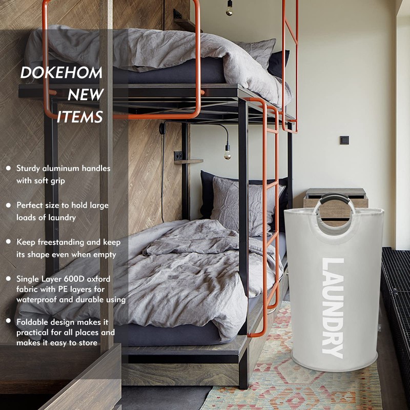 DOKEHOM 90L Large Foldable Laundry Baskets, Foldable Laundry Bags, Clothes