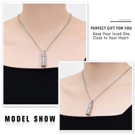 shajwo Cylinder Urn Necklace for Ashes for Women Men Cremation Jewelry Keepsake Memorial Human Pet Ashes Pendant,Silver
