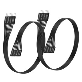 ELFJMZP 2-Pack Motherboard Front Panel Extension Cables,22AWG Flat Ribbon for HDD LED+/-, Power LED+/-, Power SW, Reset SW,for Computer Switch Reset HDD Hard Drive,32cm/12.6in