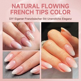 False Nails Tips Set - 120 Pieces French False Nails for Sticking - White Pink Gradient Design Artificial Nails Nail Art Manicure Fake Nails for Women and DIY (Baby Pink Long Almond)