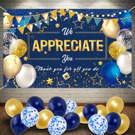 We Appreciate You Banner Kit Thank You Banner Backdrop with Balloons Pastor Appreciation Decorations Banner Employee Staff Appreciation Gifts Appreciation Party Decor for Teacher Doctor Retirement