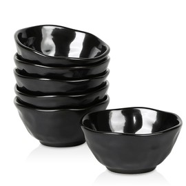 vicrays Ceramic Small Dessert Bowls Set - 10 oz, Set of 6, Microwave, Oven and Dishwasher Safe, for Rice, Ice Cream, Soup, Snacks, Cereal, Chili, Side Dishes etc, Kitchen Bowls Set, Black
