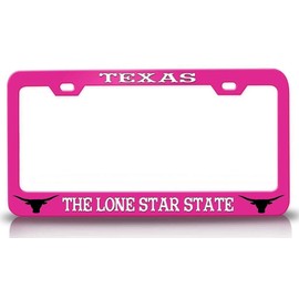 Custom Brother - Texas The Lone Star State Cowboy Horn Metal Car SUV Truck License Plate Frame Pn o59