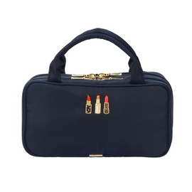 Cosmetic Pouch, Functional Pouch with Buehler Pocket & Outer Pocket, Embroidered Rouge 5OP-ER22, blue