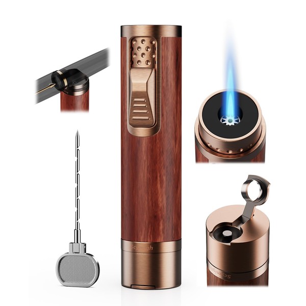 Torch Lighter, All-in-one Torch Lighter with Punch, Holder, Draw Enhancer