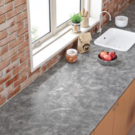 FunStick Grey Grunge Concrete Wallpaper Peel and Stick Textured Concrete Contact Paper for Countertops Walls Waterproof Removable Industrial Cement Wall Paper for Bedroom Kitchen Cabinets 15.8"x78.8"