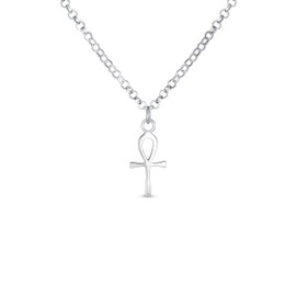 Bling Jewelry Unisex Mini Small Religious Key to Life Egyptian Ankh Cross Pendant Necklace for Women Men Teens Polished .925 Sterling Silver