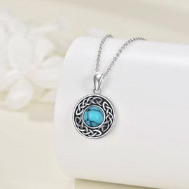 VONALA Turquoise Necklace Women's Silver 925 Vintage Boho Turquoise Necklace Pendant Turquoise Jewellery for Wife/Mother/Grandmother, Sterling Silver, Turquoise