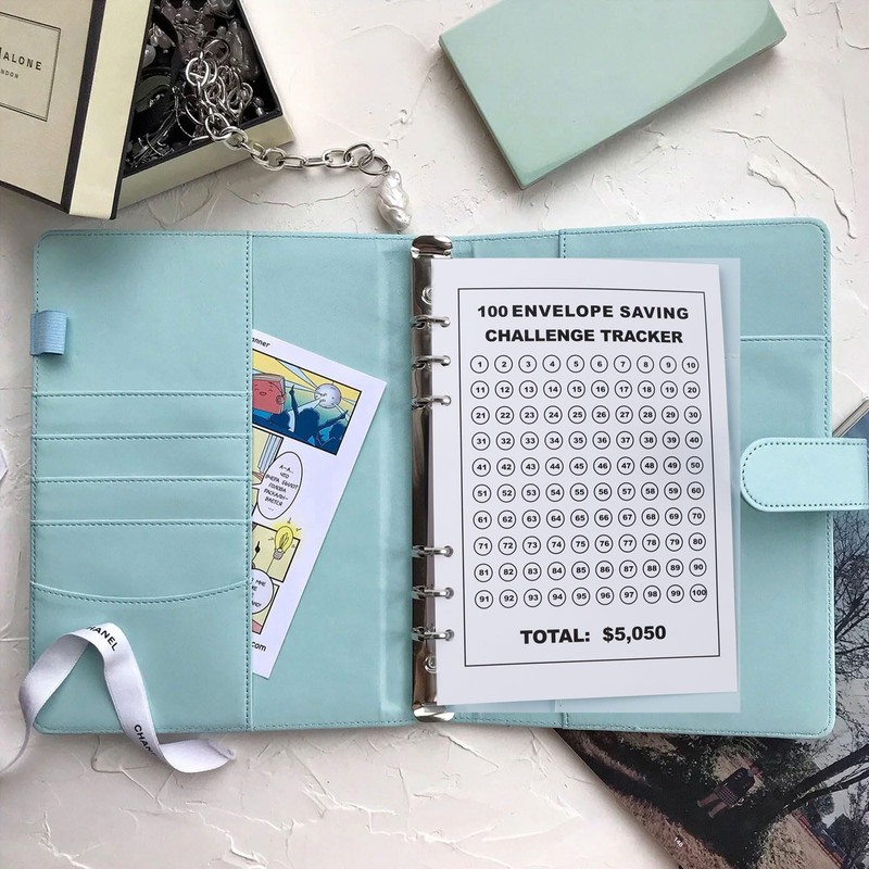 100 Envelopes Saving Challenge Envelope Saving Challenge Folder Blue Savings