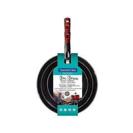 Unbranded Tramontina Everyday 3 Pk Aluminum Nonstick Fry Pans – Metallic Red