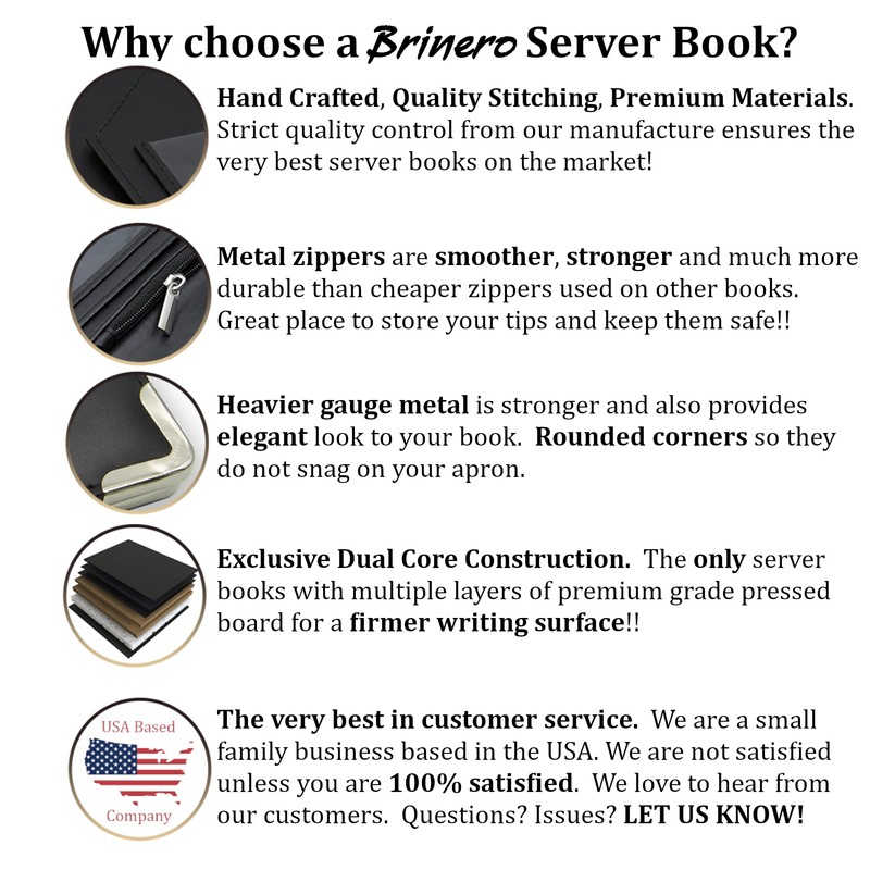 Brinero Professional Server Books for Waitress, Dual Core Deluxe Server