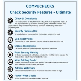 Business Voucher Check Stock - Computer Laser Checks - 3 Checks Per Page, 500 Sheets/1500 Checks, Platinum Pinstripe