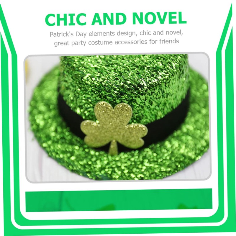 Minkissy Top Hat Hairpin 3-leaf Patrick's Day Party Accessory Elegant