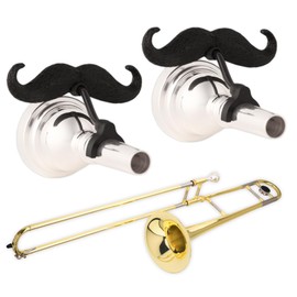 Brasstache 2.0 for Kids - (2-pack) Clip-on Mustache for Brass Players, Original Mustache Size (Trombone (Small Shank))