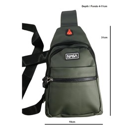 Nasa Sporty Shoulder Bag with Adjustable Strap Compact Design, Green