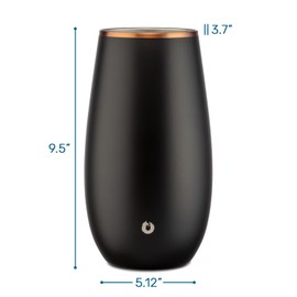 SNOWFOX Premium Vacuum Insulated, Triple Walled, Stainless Steel Wine Chiller w/Optimal fit to keep wine cold longer. Fits most Wine and Champagne Bottles. Non-Slip Silicon Base, Black with Gold Rim