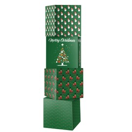 Linelglobal Christmas Gift Box with Lid for Decoration, 4 Pack Square Decorative Gift Box 11.8" - Green