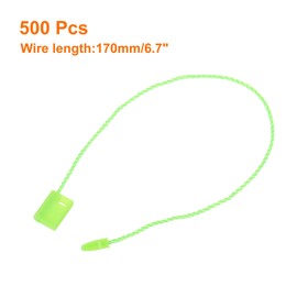 sourcing map 500Pcs Nylon Hang Tag String 6.7Inch Snap Lock Pins Loop Price Tag Fastener Plastic Tags Ties Tag Tags for Clothes String Tags Tags with String Green
