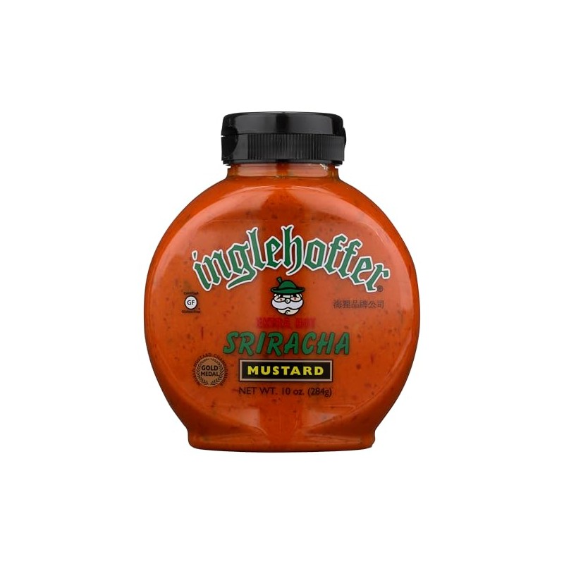 Inglehoffer Extra Hot Sriracha Mustard, 10 oz Squeeze Bottle