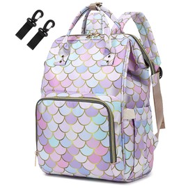 Yusudan Mermaid Diaper Bag Backpack for Baby Boys Girls, Waterproof Large Nappy Bags for Mom & Dad