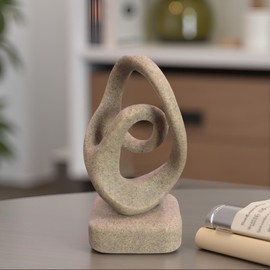 LAIKEARTS Abstract Modern Ribbon Decorative Sculpture, Knot Sculptures,Home Decor,Coffee Table Statues,Dining Living Room Desk Decor,Shelf Decoration (Beige-B)