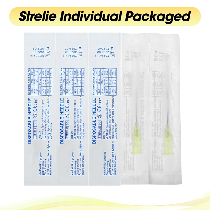 100 Pack 30 Gauge 1/2 Inch Dispensing Needle with Cap,