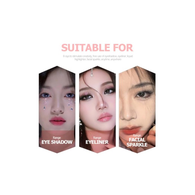 Sombra de Ojos Líquida Brillo 8 Piezas, Maquillaje Facial