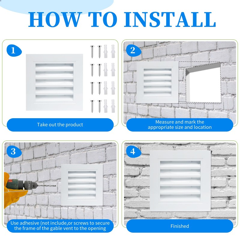 2 Pcs 10" x 10" Gable Vents for Houses Shed