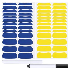 PATIKIL 80 Pairs Sports Eye Black Stickers, Under Eye Black Strips Football Face Stickers Breathable Eyeblack Sticker with Pencil for Baseball Fans on Game Day, Blue/Yellow