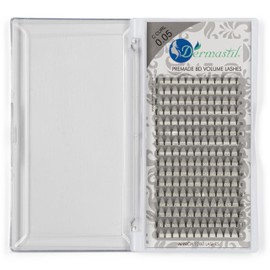 Dermastil 8D Premade Handmade Volumen Wimpern C Curl Stärke 0,05 mm fertige Fächer ohne Knoten für Wimpernverlängerung- PBT- Vegan- 16 Streifen BOX (13 mm)