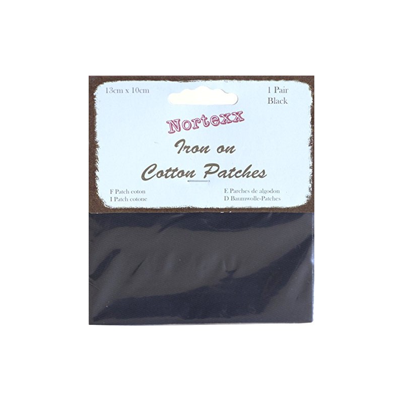 Nortexx Iron on Clothing Patches, Pair of 1, Black