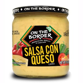 On The Border Salsa Con Queso, 4 ct, 15.5 oz - Creamy Cheese Dip with Jalapenos and Peppers, Perfect for Nachos, Chips, and Recipes