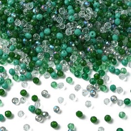 DanLingJewelry 500Pcs Dark Green Series Crystal Glass Beads 4mm Faceted Rondelle Glass Beads with Hole Glass Spacer Beads for Bracelets Necklaces Earrings DIY Jewellery Making