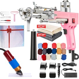 Rug Tufting Gun with Carpet Trimmer Kit - BESGEER Tuft Gun with Tufting-Shears, 2 in 1 Cut & Loop Pile Carpet Gun and Carving Clippers, Gun Machine kit for Beginners(Baby Pink)