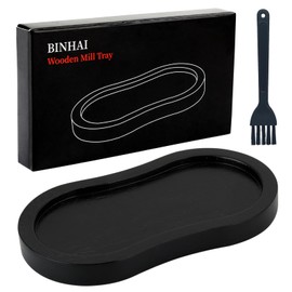 BINHAI Black Salt and Pepper Mill Tray, Pepper Grinder Wood Rest, Work Surface and Dining Table Protector (Pepper mill not included)